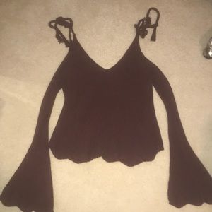 long sleeve shoulder-less sweater